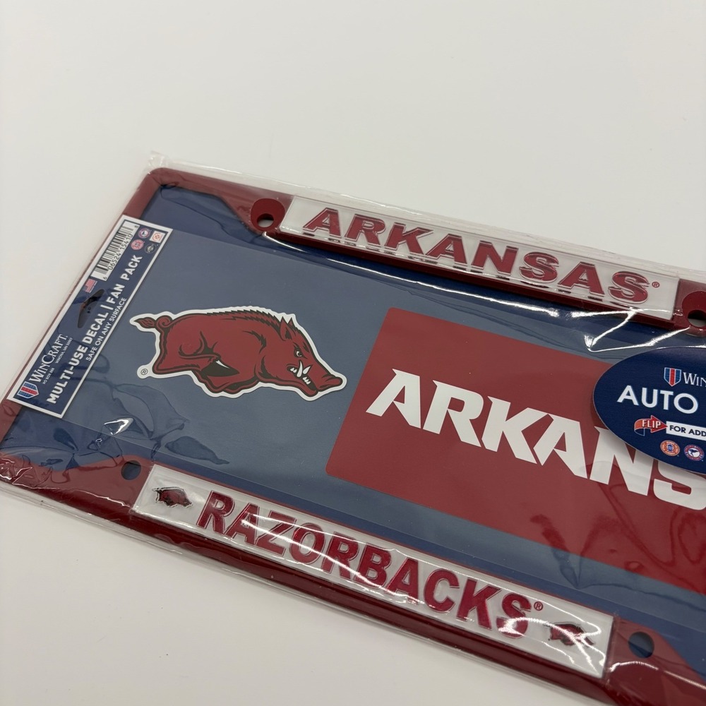 Arkansas Razorbacks Auto Pack License Plate Frame and Multi Use Decal Set‎ - Picture 6 of 6